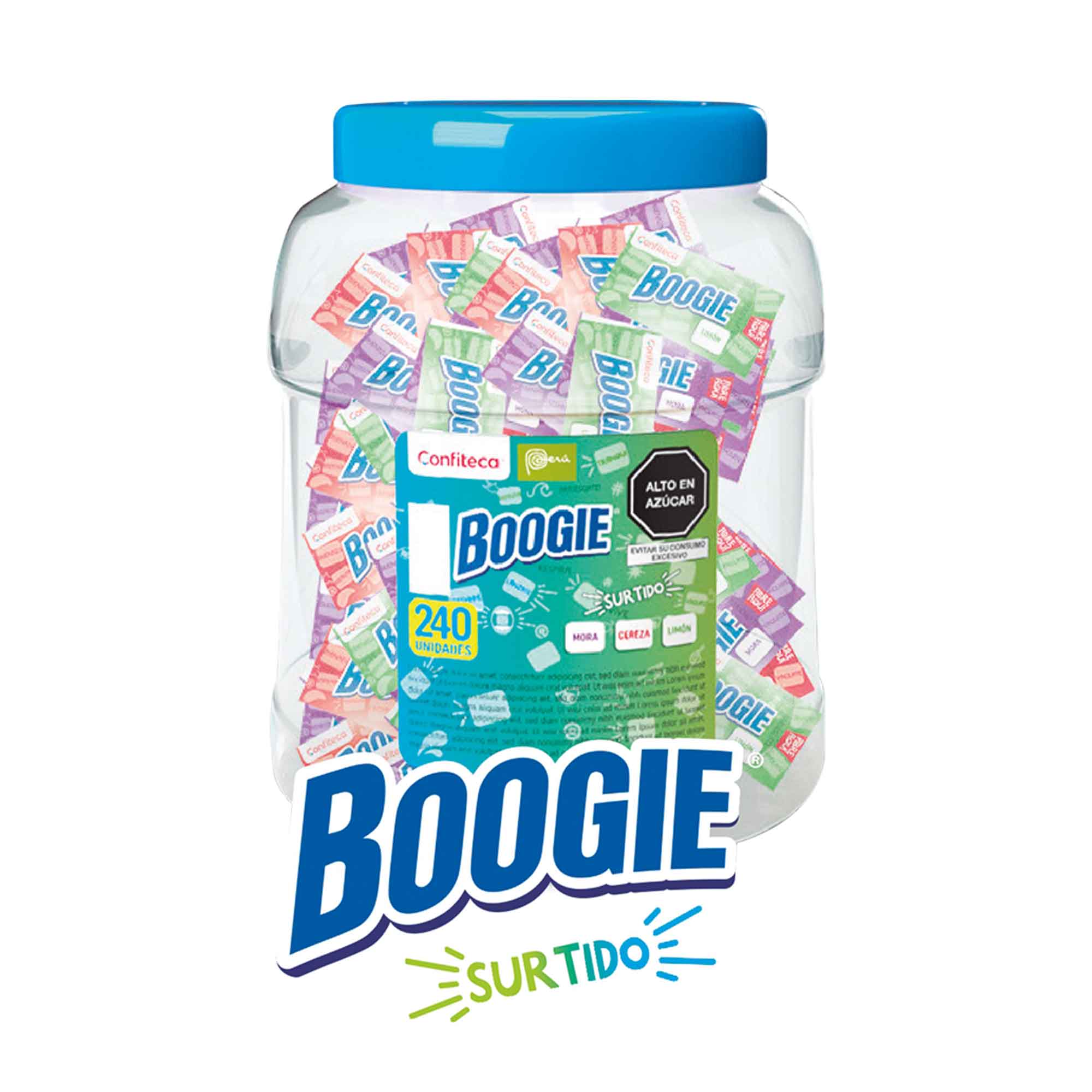 Goma de Mascar BOOGIE Menta, Mora y Cereza Táper 240un