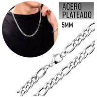 Collar Cadena para Hombre Acero Inoxidable Color Plata Plateado Cubano