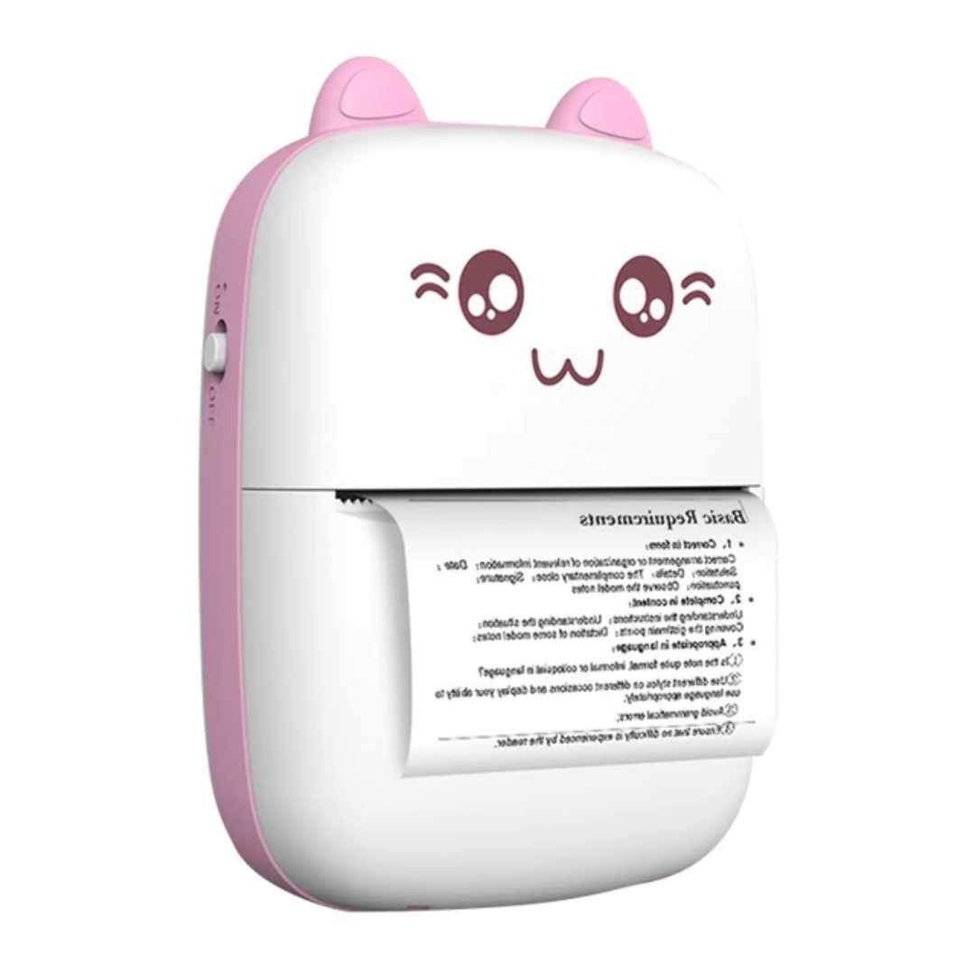 Mini Impresora Portatil Kawai de Gatito Recargable con Bluetooth Rosa