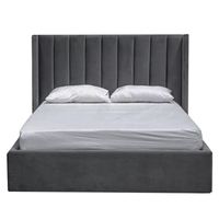 Cama Tapizada Listón LeMueble 2 plazas Gris Oscuro