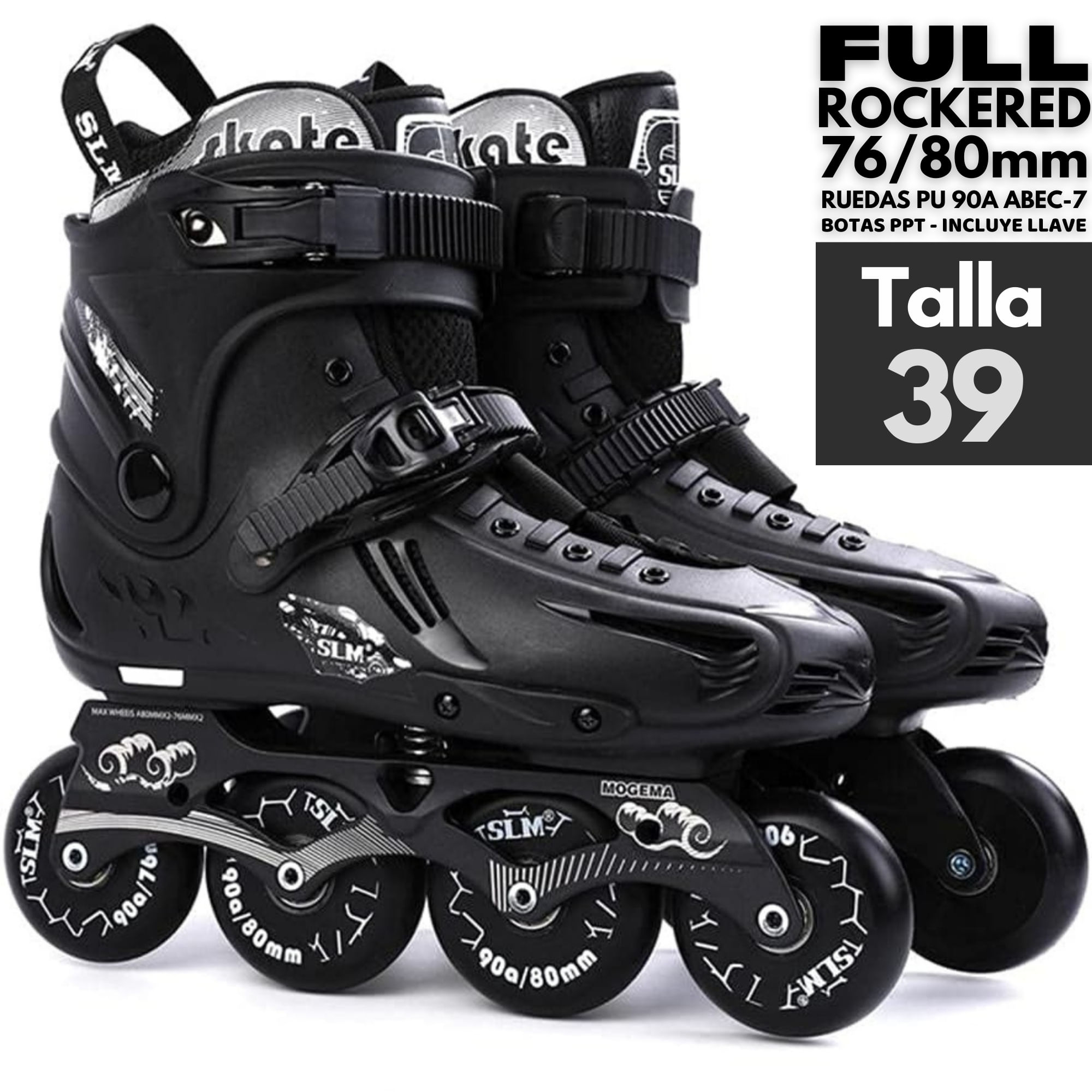 Patines Freestyle SLM Talla 39 - Full Rockered 76-80 mm - 90A - ABEC-7