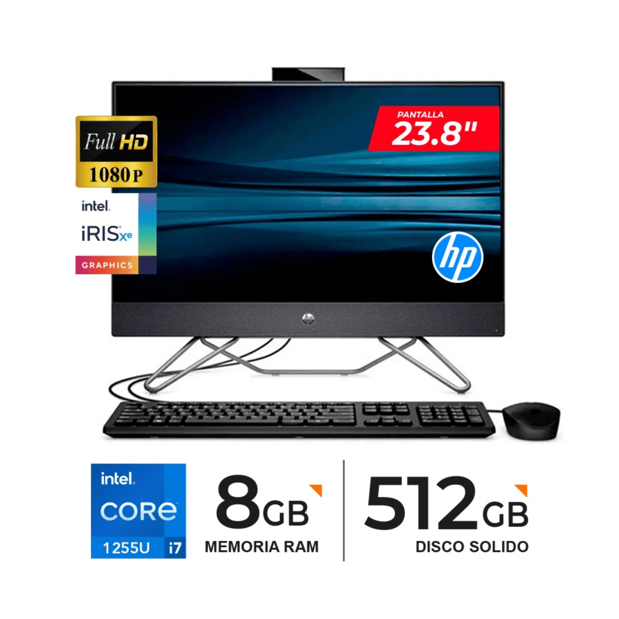 Todo-en-Uno HP Proone 240 G9 / CI7-1255U/ 8GB DDR4/ 512GB SSD / 23.8''/ FREEDOS