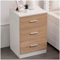 Velador Mika Ventitas Home Blanco y Rovere