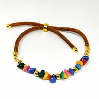 Pulsera de Cascajos de Colores con Extensión Ajustable Marrón Marialu Creaciones