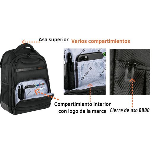 Kit Mochila porta laptop Truper Candado combinación Hermex TRUPER