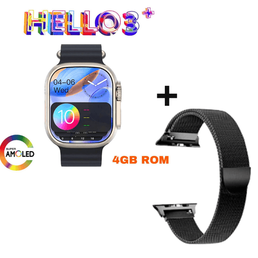 Smart Watch Hello Watch 3 Plus Ultra 4GB Rom Color Negro