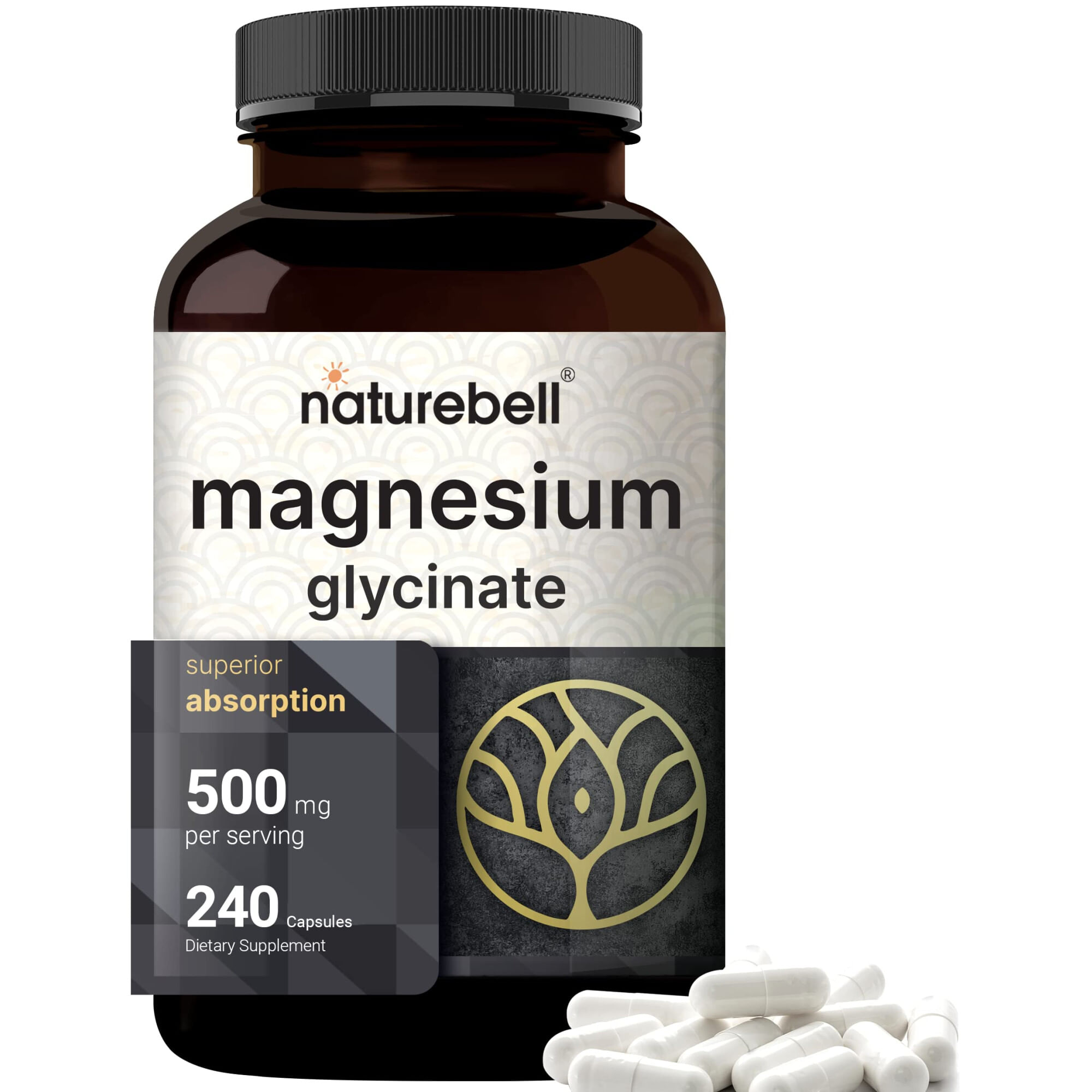 Magnesium Glycinate 500mg, 240 Capsulas - Naturabell