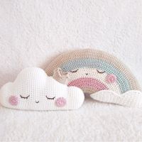 Pack x 2 Cojines Infantiles Decorativos para Cuna de Bebé BE CRAFTY Nube y Arco Iris