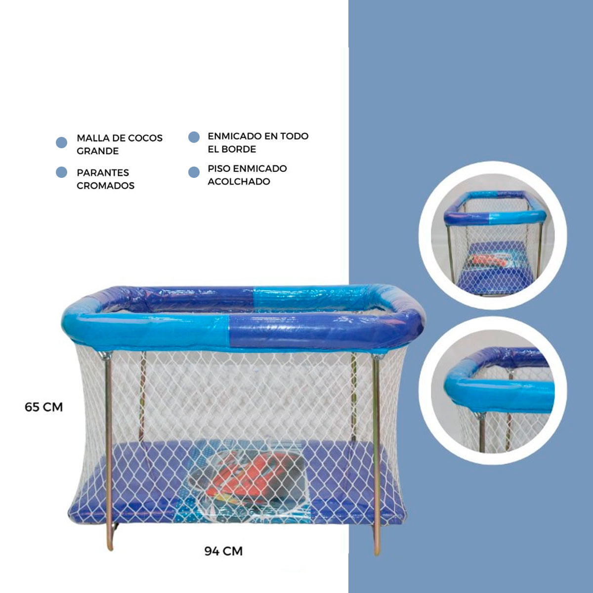 Corral Para Bebes Mica Caramelo Rectangular Azul