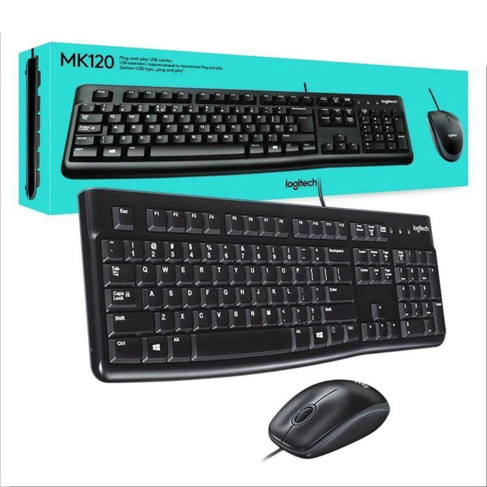 Kit Teclado y Mouse Logitech MK120 Alámbrico Conexión USB