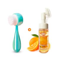Cepillo Manual de Skincare + Mousse Limpiador Facial de Naranja