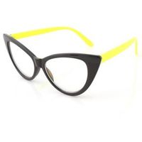 Montura De Lentes O Gafas CatEye Negro Con Patas Amarillas