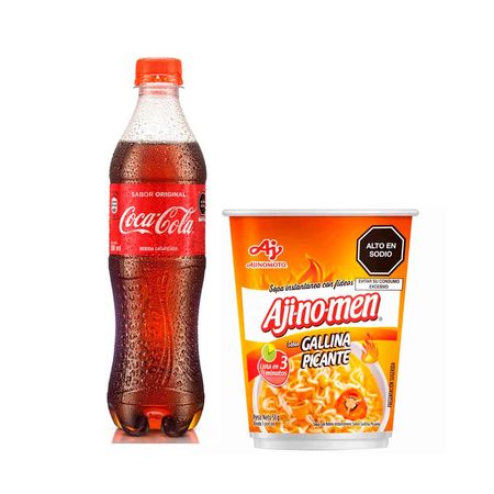 pack-gaseosa-coca-cola-botella-500ml-sopa-instantanea-ajinomen-gallina-picante-vaso-51g