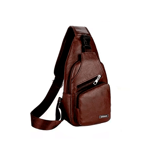 Mochila Morral Hombre Cuero Pechera Bandolera de Accesorios Marron GENERICO