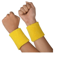 Muñequera Deportiva de Algodón Protector de Muñeca Correr Banda Sudor Felpa Amarillo