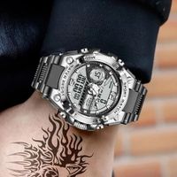 Reloj Analógico Digital Impermeable Calendario Deportivo Militar San Valentín LIGE Silver Gray