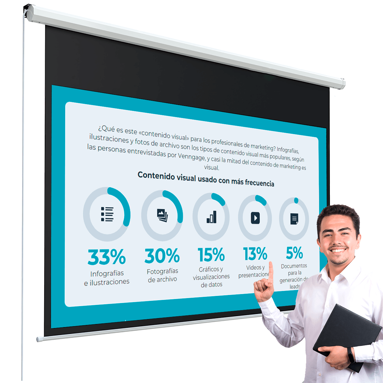 Pantalla para proyector Ecran Eléctrico 120 Pulgadas Blanco H120MT