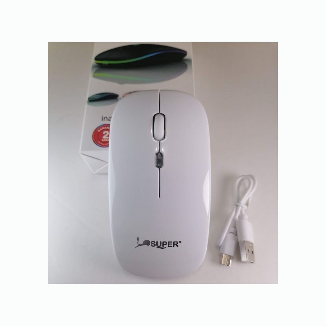 Mouse Inalámbrico Recargable USB Blanco