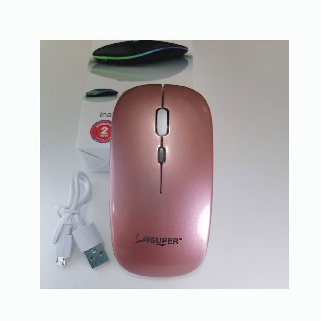 Mouse Inalámbrico Recargable USB Rosa Acero