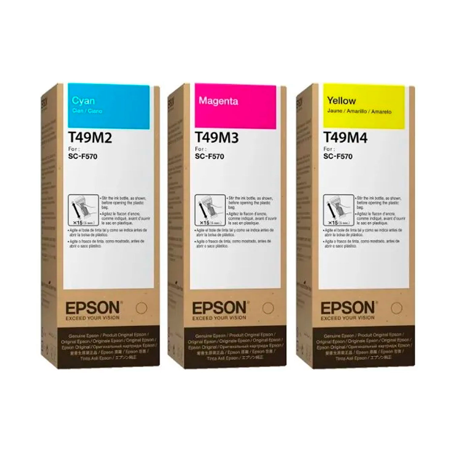 Tinta Epson T49M Colores Cyan Magenta Yellow Original