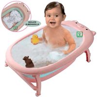 Bañera Tina de Baño Plegable Chanchito Rosado
