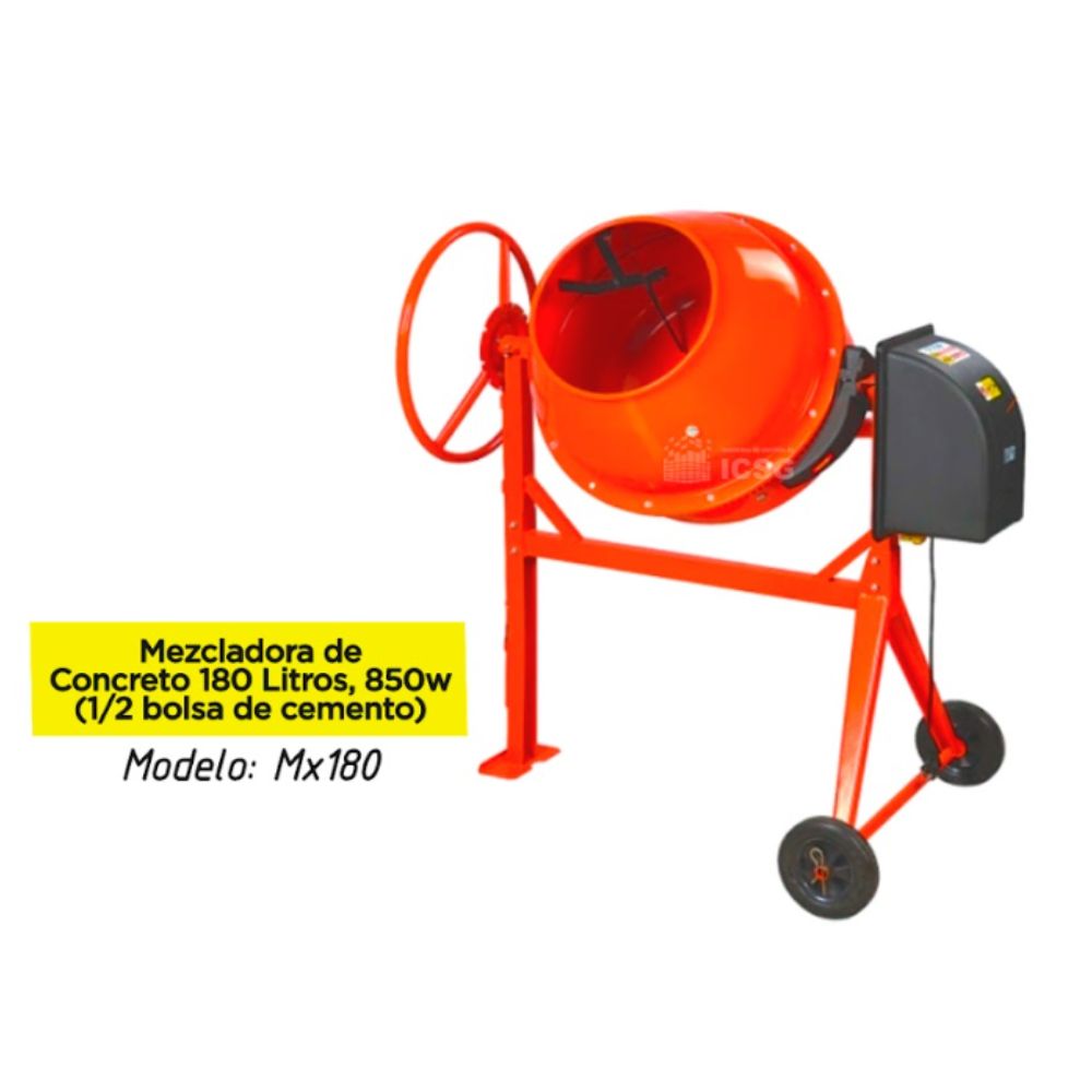 Trompo Mezcladora de Concreto 180L y 850W Mod: Mx180
