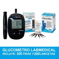 GLUCOMETRO LABMEDICAL CON 200 TIRAS Y 200 LANCETAS