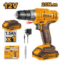Taladro Atornillador Inalámbrico Ingco 12V 1.5AH con Batería con Cargador CDLI1218