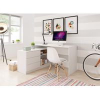 Escritorio Moderno en L Teo color Blanco TU MESITA 3 cajones