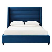 Cama Tapizada Listón LeMueble 2 plazas Azul