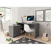 Escritorio Moderno en L Teo color Gris Oscuro TU MESITA 3 cajones