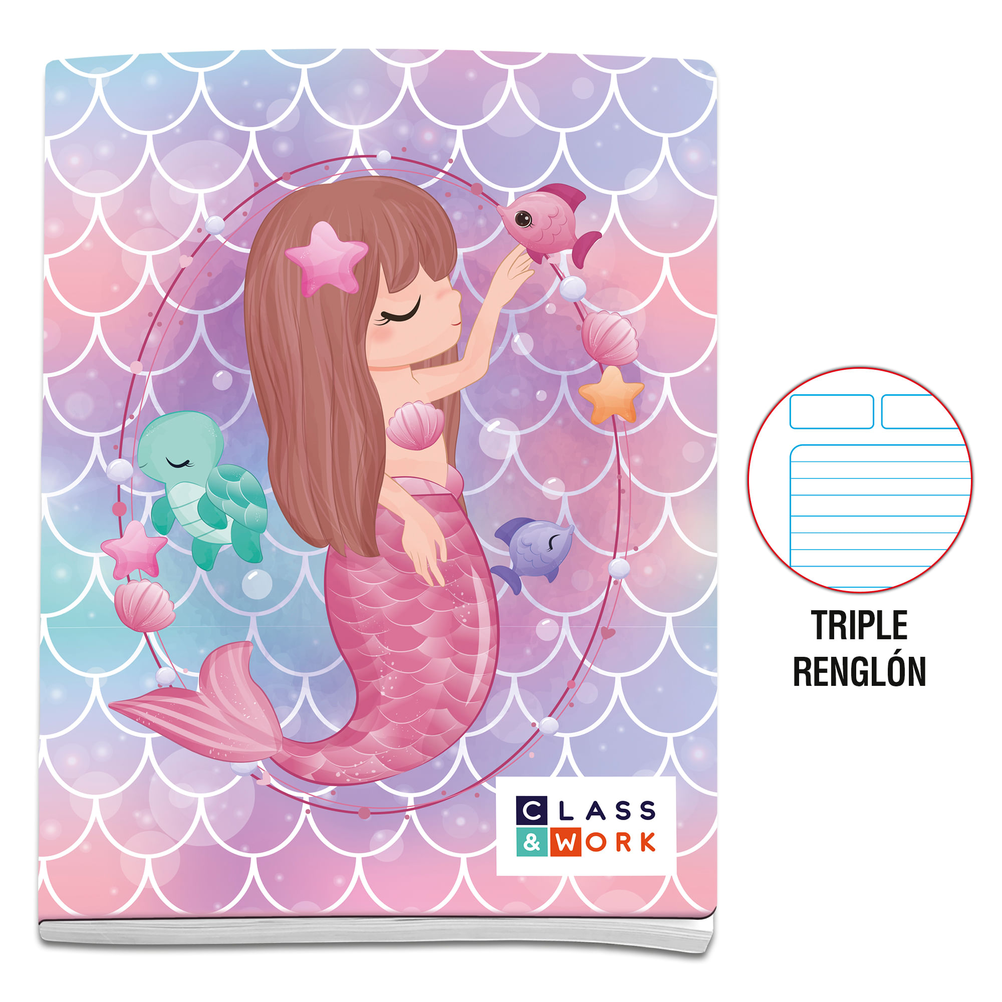Cuaderno CLASS & WORK Grapado Triple Renglón con Diseño (Modelos Aleatorios)