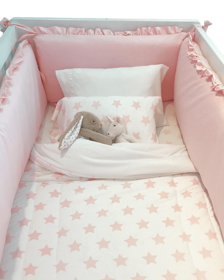 Protector Lateral Parachoques de Cuna BABYTU Diseño Clasico Rosado