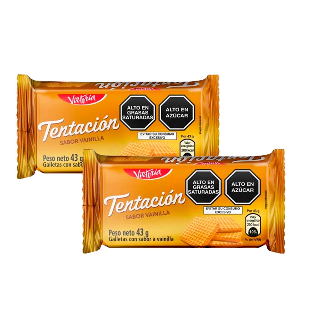 Pack Galleta VICTORIA Tentación Sabor de Vainilla Bolsa 43g Paquete 6un x 2un