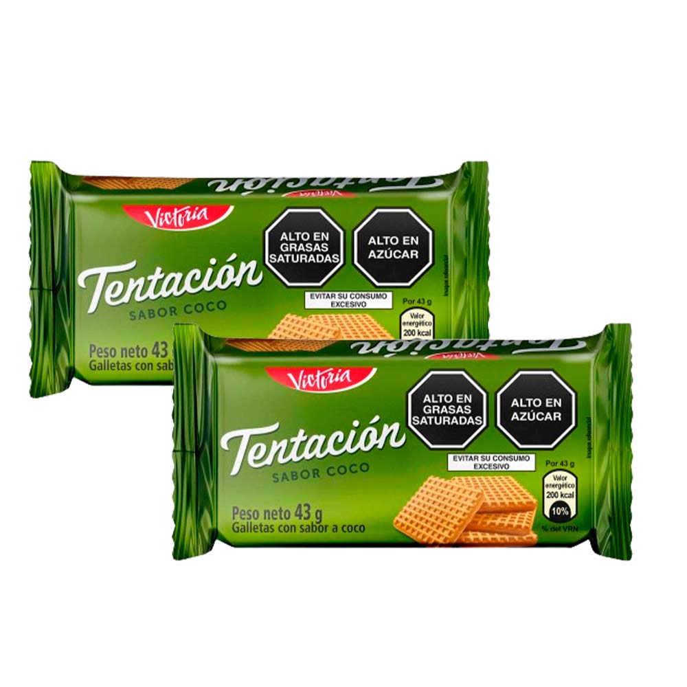Pack Galleta VICTORIA Tentación Sabor de Coco Bolsa 43g Paquete 6un x 2un