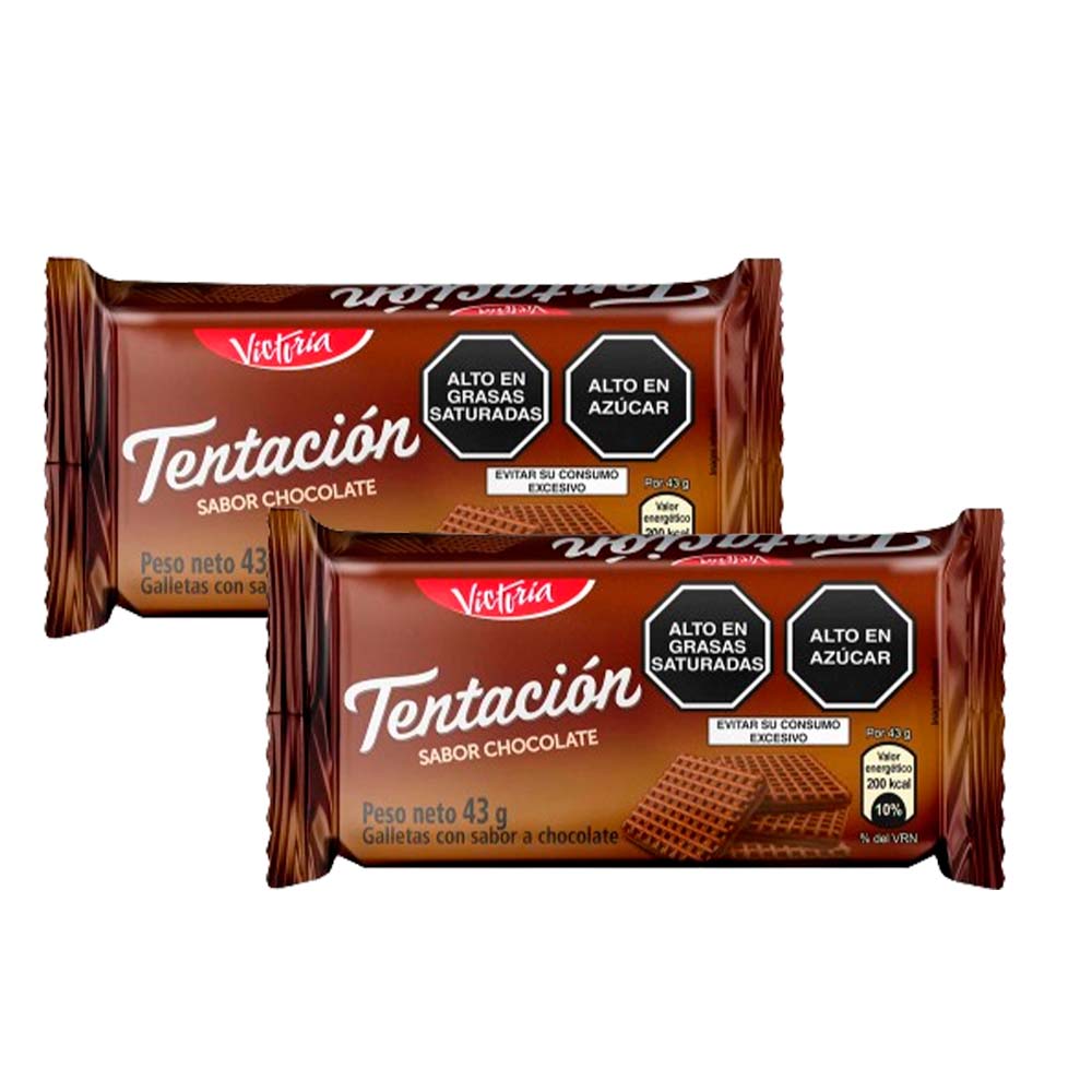 Pack Galleta VICTORIA Tentación Sabor de Chocolate Bolsa 43g Paquete 6un x 2un