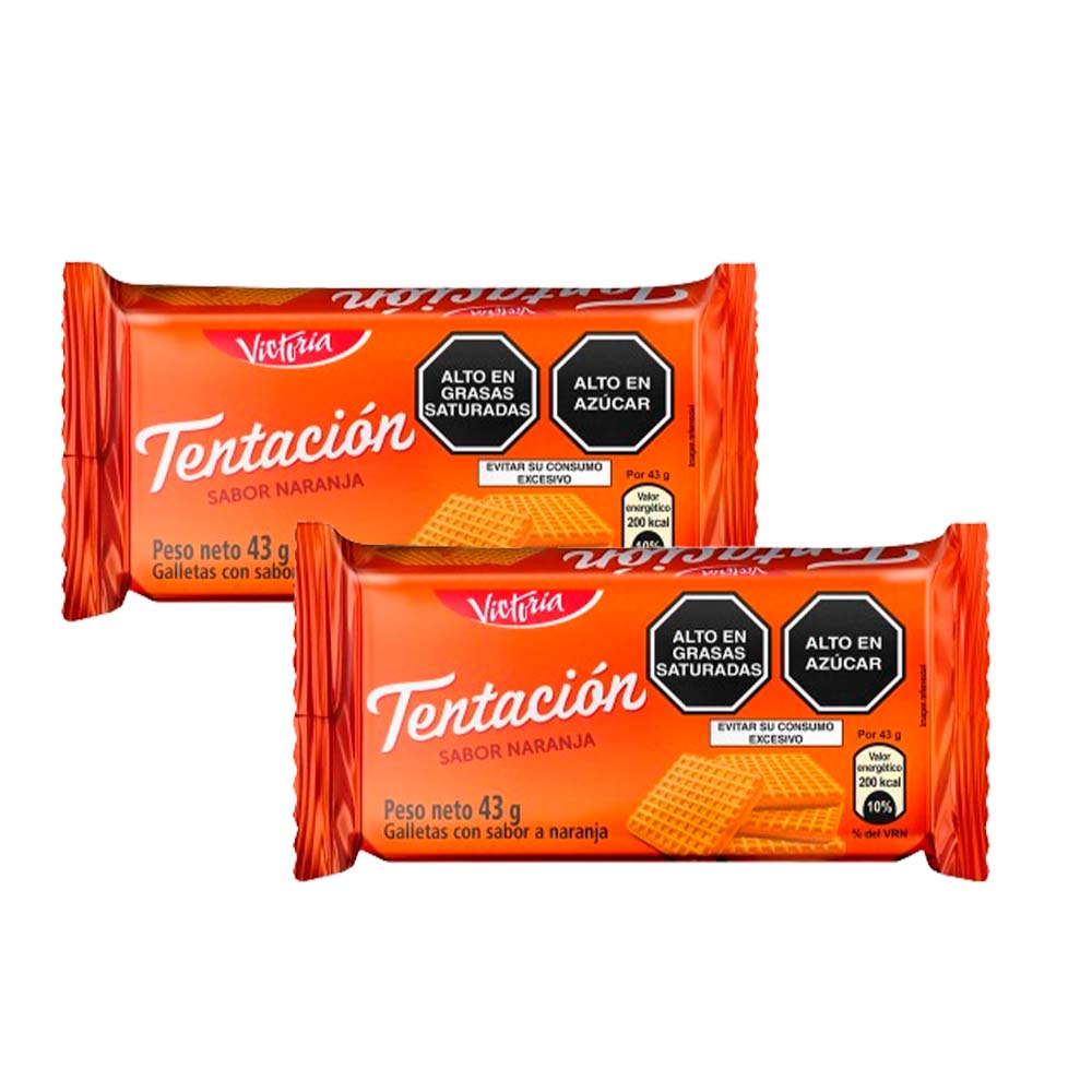 Pack Galleta VICTORIA Tentación Sabor de Naranja Bolsa 43g Paquete 6un x 2un