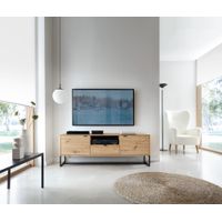 Mesa de TV Industrial Aura Color Duna TU MESITA 1 cajón 2 puertas