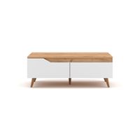 Mesa de Centro Minimalista Carly color Blanco/Duna 2 cajones TU MESITA