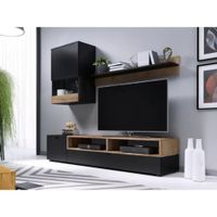 Set Mesa de TV + Vitrina Flotante + Repisa Charlotte color Negro/Marrón TU MESITA