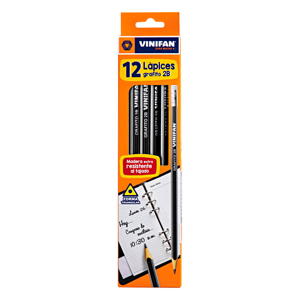 Lápices VINIFAN Grafito 2B Caja 12un