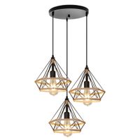 Lámpara colgante triangular de 3 unidades modelo rustico