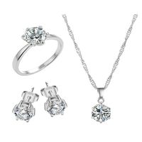 Pack Joyas Collar Aretes y Anillo Regalo San Valentín Genieka Shiny Crystal