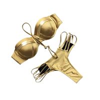Bikini Hot Dorado Sexy Verano Regalo San Valentín Genieka Push-Up Brasileño