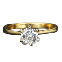 Anillo de Compromiso Aro Alianza Bañado Oro 18K San Valentín Genieka Solitario Yellow Gold Talla 7