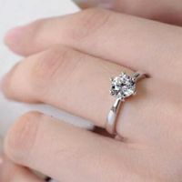 Anillo de Compromiso Bañado en Oro Blanco 18K San Valentín Genieka Solitario White Gold Talla 7