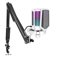 Micrófono Fifine Ampligame A6T RGB incluye Brazo White