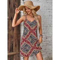 Salida De Baño Vestido corto con Diseño Floridos Modelo Zady - Talla M