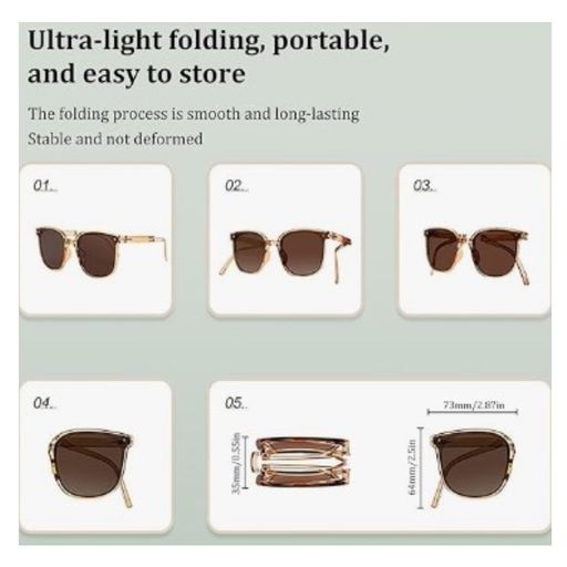 Gafas de sol plegables clásicos retro polarizadas portátil