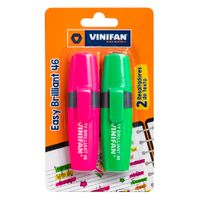 Resaltador VINIFAN Easy Brillant 46 Verde + Rosado Blister 2un